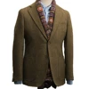 Formal Men's Wool Gray Suits Business Jacket Prom Green Tuxedos One Piece Herringbone Patterned Blazer for Wedding Groomsmen 3