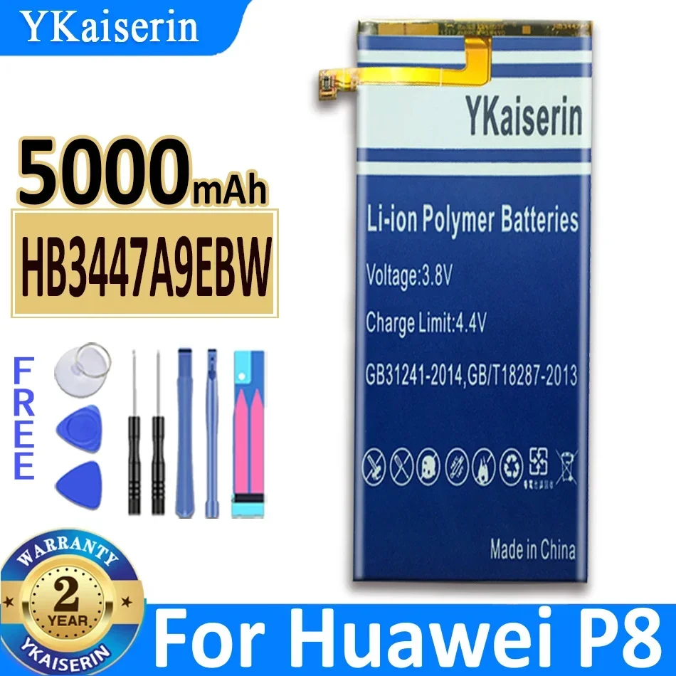 Аккумулятор ykaisin HB3447A9EBW на 5000 мА · ч для Huawei Ascend P8 GRA-L09/UL00/CL00/TL00/TL10/UL10 Bateria