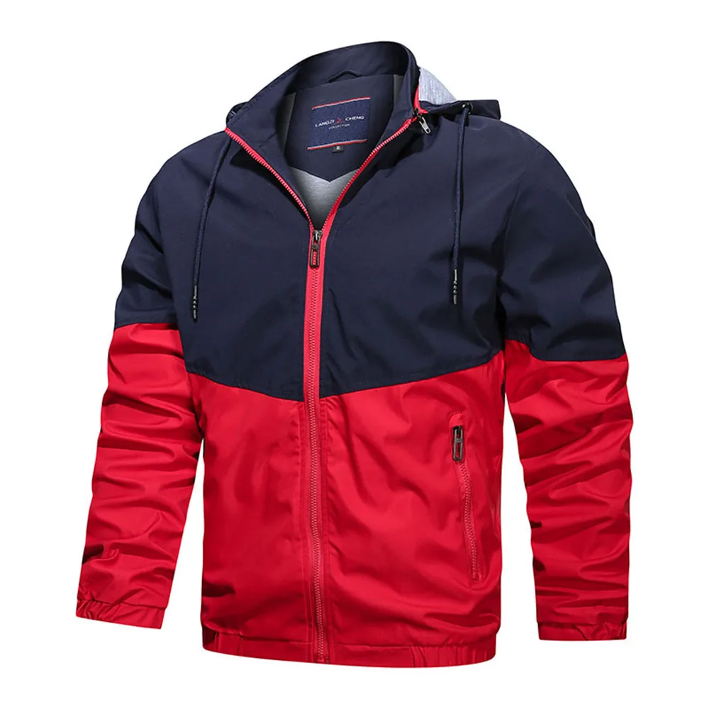 

Camping Hiking Jacket Men coats Autumn winter Outdoor sports coat for men Contrasting colors Waterproof Jackets with hood