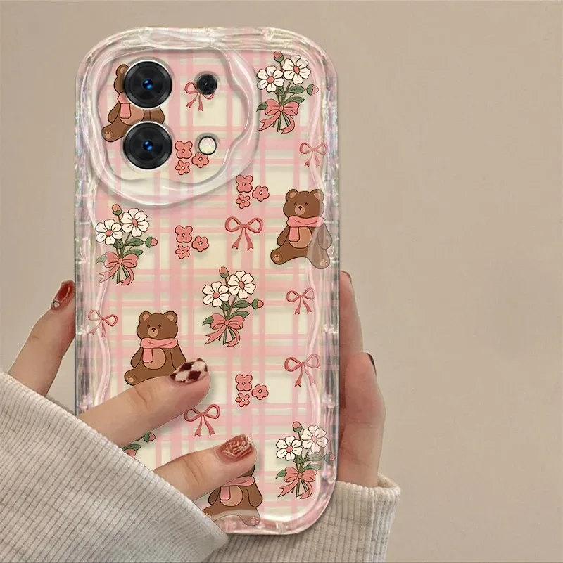 Cartoon Bow Kitten Bear Animal Shockproof Phone Case Cover
