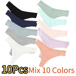 2/4/10Pcs Black Thongs Women Sexy Low Waist M L XL XXL Oversize Female Girls G-strings Cotton T-back Ladies Underwear Strings