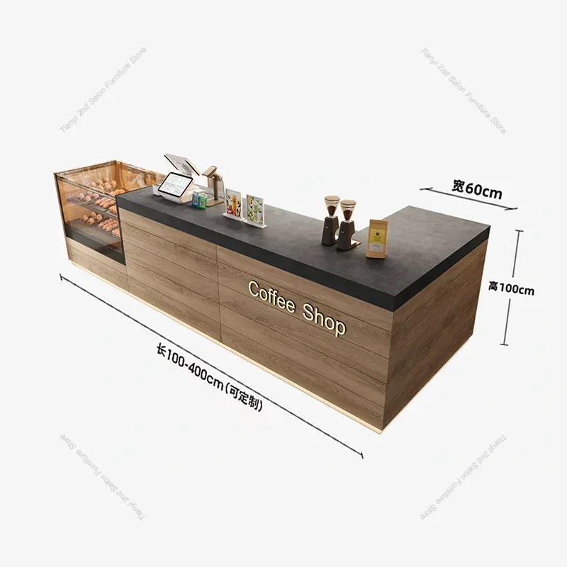 Coffee Shop Bakery Reception Desks Transparent Cabinet Display Stand Design Counter Commercial Furniture Balc&atilde;o Recep&ccedil;&atilde;o FYRD