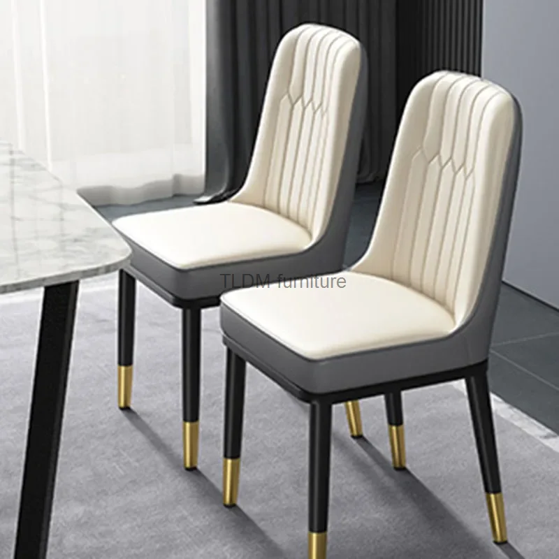 

Кожаные обеденные стулья для гостиной в скандинавском стиле, современный роскошный напольный шезлонг, обеденный стул, дизайнерская эргономичная мебель
