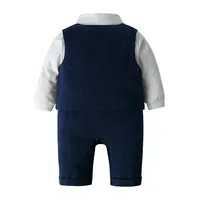 Vêtements de Style anglais pour bébé garçon, en coton, à manches longues, haut et bas, chapeau, gilet, 4 pièces, vêtements d'automne pour enfants de 1 à 3 ans 2