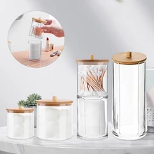 

2 In 1 Acrylic Multifunctional Cosmetic Makeup Cotton Pad Organizer Jewelry Storage Box Jars Holder Round Transparent Container