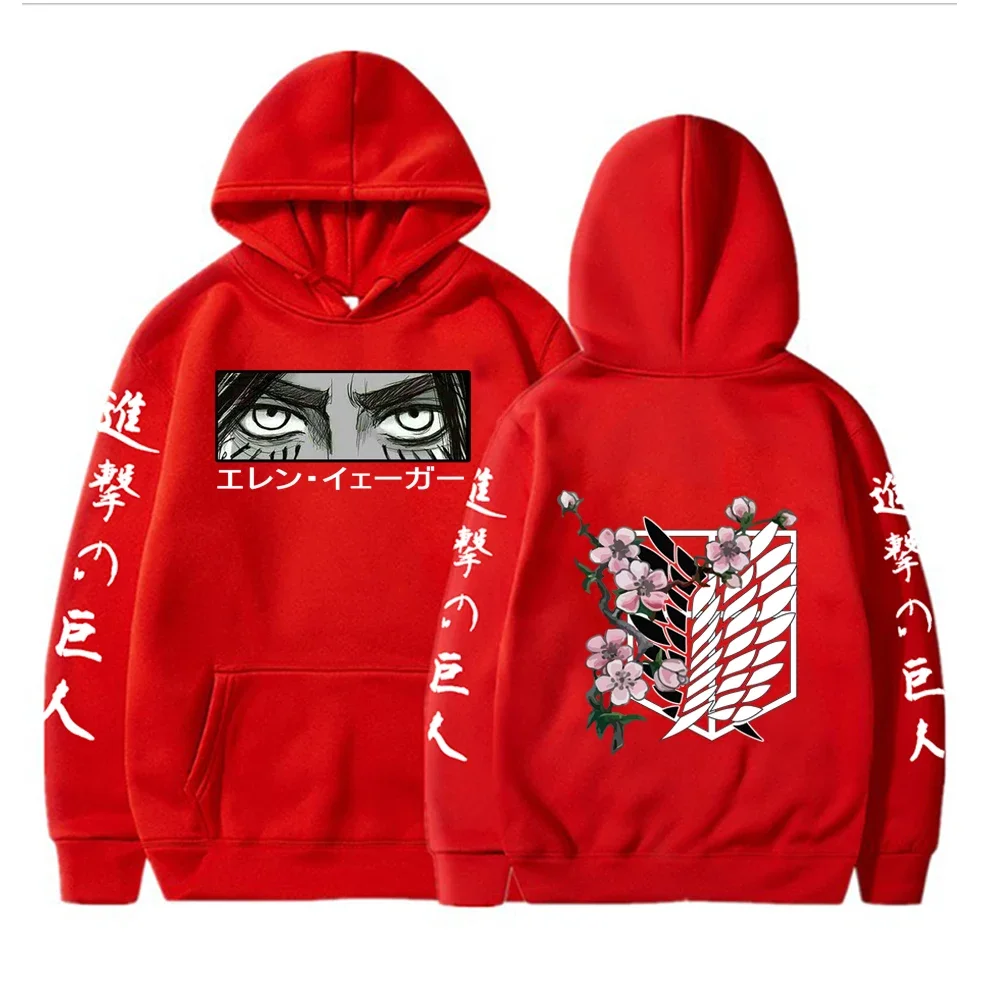Fashion Anime Attack on Titan Eren Yeager Eyes Print Long Sleeve Hoodies Harajuku Cartoon Winter Casual Women Men Sweatshirts 6