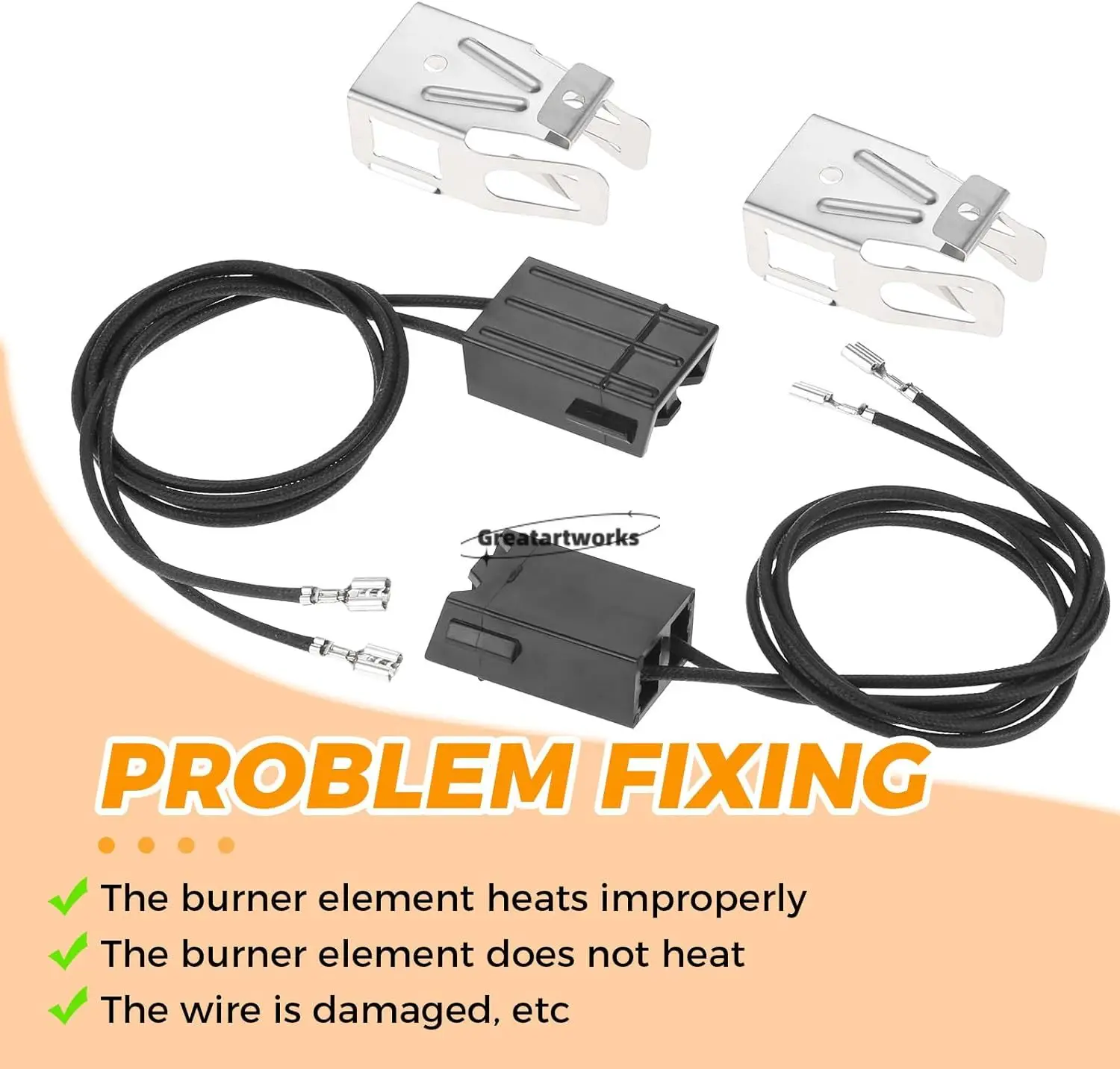 4sets Element Receptacle and Wire WB2X8228 fit for General Electric/Hotpoint/Kenmore AP2013499 PS242972 WB62X5401 WB62X5405