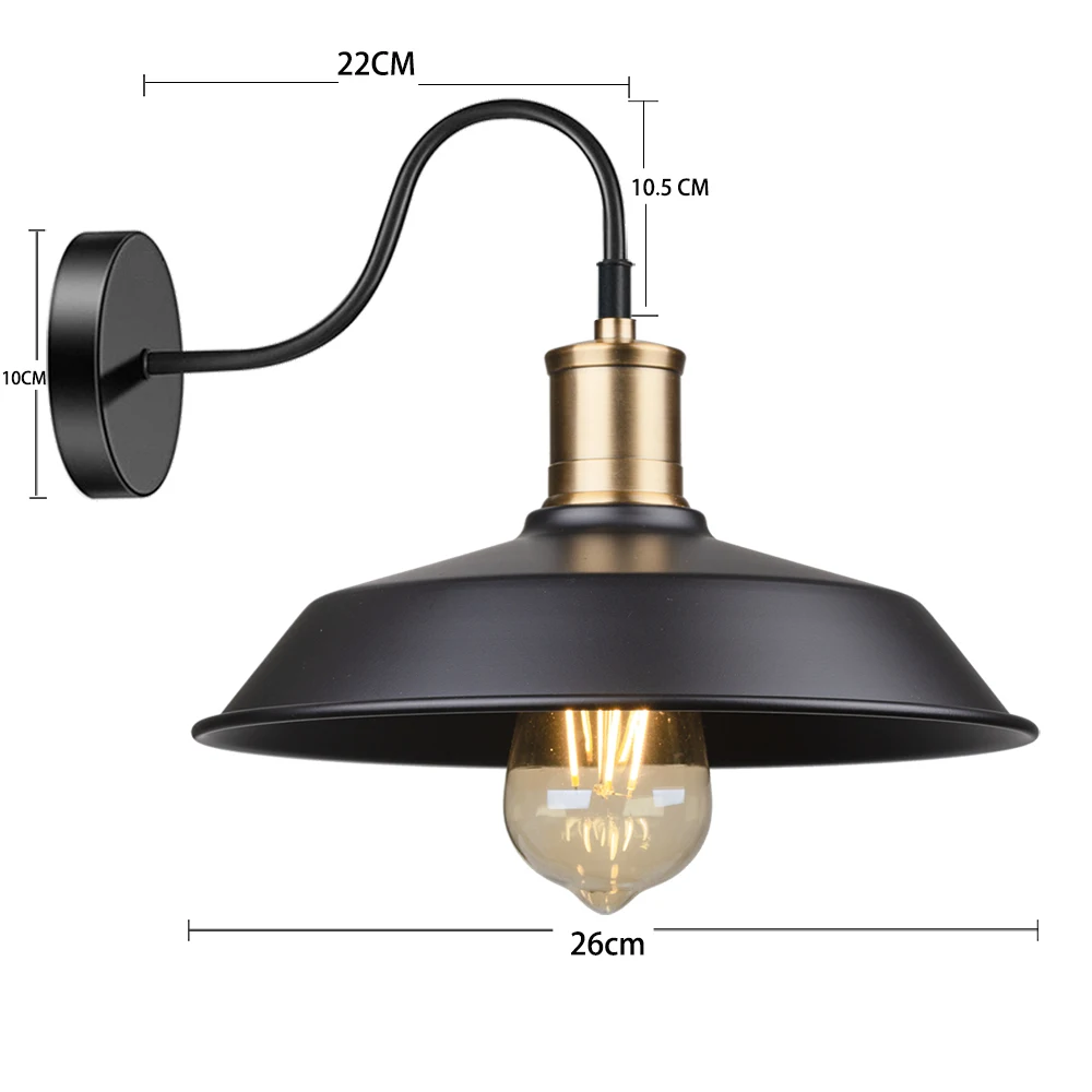 Gooseneck Wall Light Fixture for Porch Large Exterior Barn Light with Wall Mount Black Industrial Lighting Fixture 110v-220v