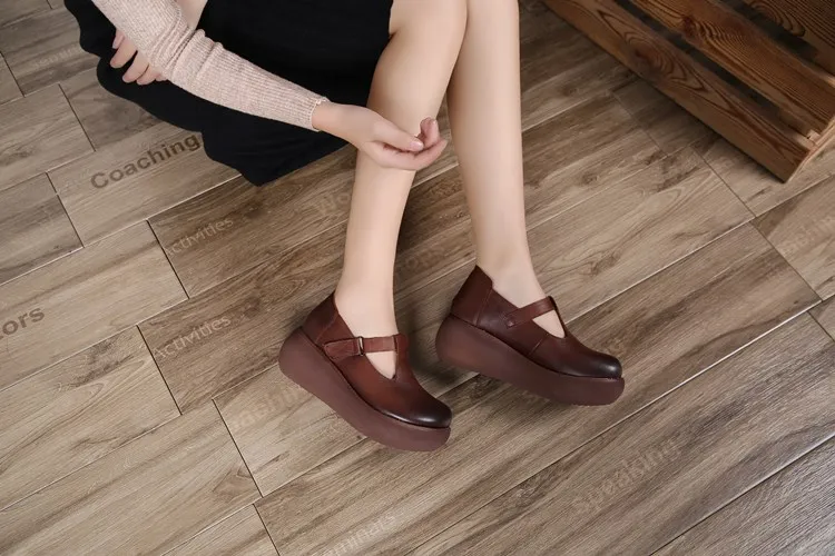 AIYUQI Women Autumn Shoes Natural Genuine Leather 2022 New Women Shoes Platform Handmade Casual Wild Retro Trend Ladies Shoes best heels shoes	