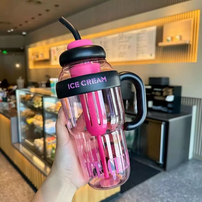 Nova Grande Capacidade Alta Beleza Feminino Big Mac Big Mouth Water Cup Conveniente Straw Cup