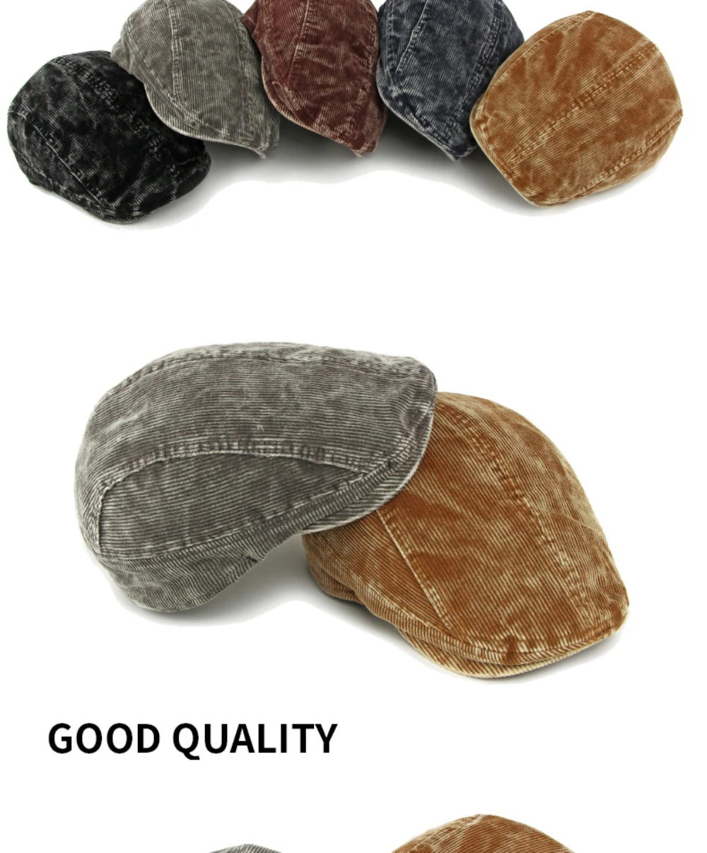 HT4960 Herren Berets Frauen Neue Herbst Winter Hut Retro Künstler Maler Baskenmütze Hut Männlich Weiblich Ivy Flache Kappe Ausgestattet Cord Baskenmütze Kappe – Detail 3