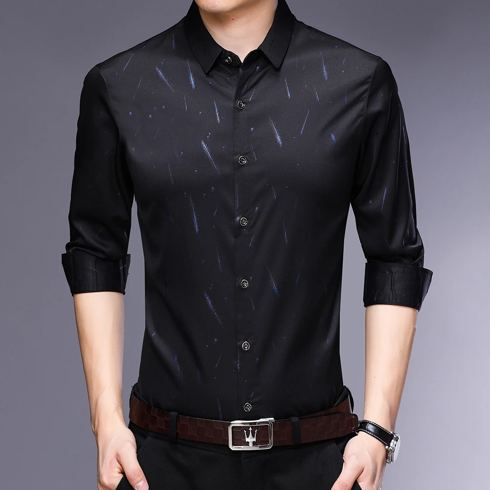 

2023 brand designer striped mens shirts for men clothing korean fashion long sleeve shirt luxury dress casual clothes jersey 135