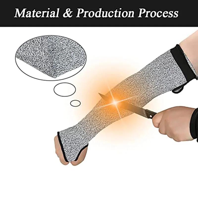 High Wear-resistant Cut-resistant Long Arm Breathable Level 5 Labor Protect Sleeve Occupy Work Industrial Use 45cm with Velcro