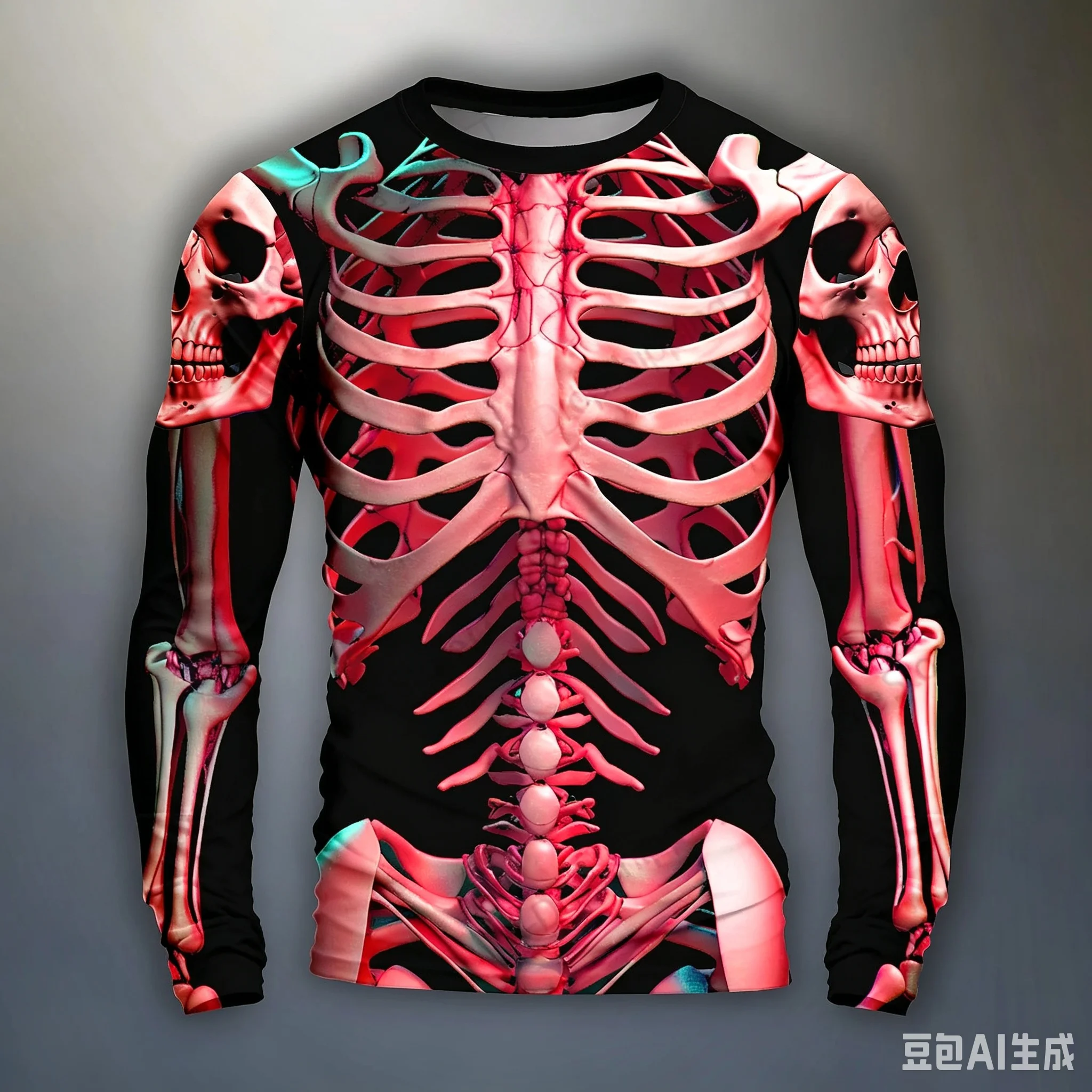 남성용 긴팔 블러디 스컬 프린트 티셔츠, 2026년 신상 컬렉션, 남녀공용 3D 프린트 할로윈 티셔츠, 스타일리시한 호러