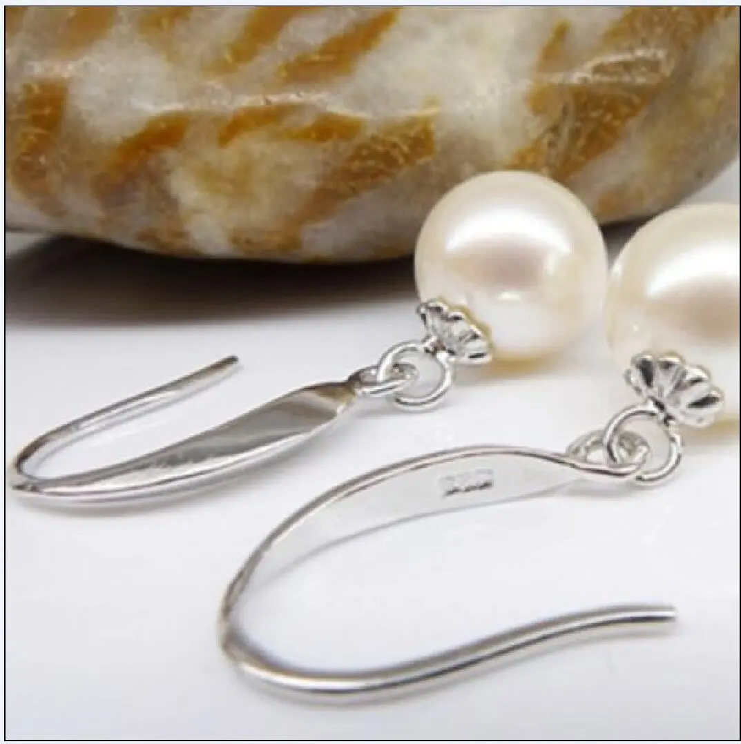 

Real HOT AAA SOUTH SEA GENUINE 8-9 mm WHITE PEARL EARRING 925 SILVER