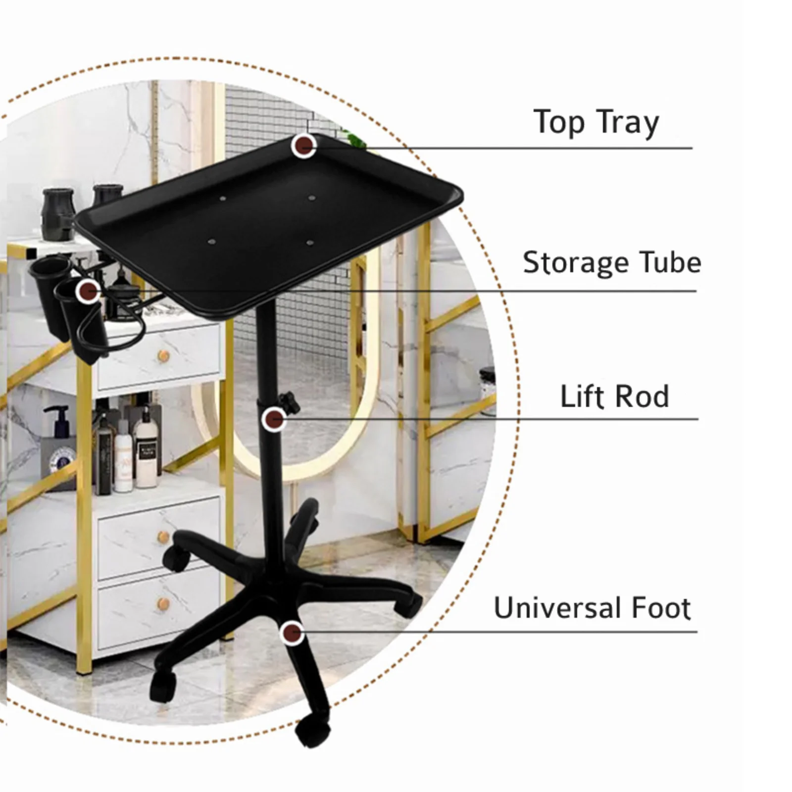 Barber Tray Rolling Cart Beauty Salon Perm And Dyeing Bracket Movable Storage Trolley Lifting Hair Salon Special Tool Trolley