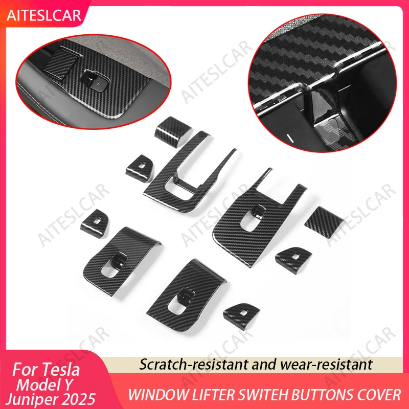 테슬라 모델 Y 런치/주니퍼 2025+ 윈도우 글래스 리프트 버튼 스티커 트림 패..