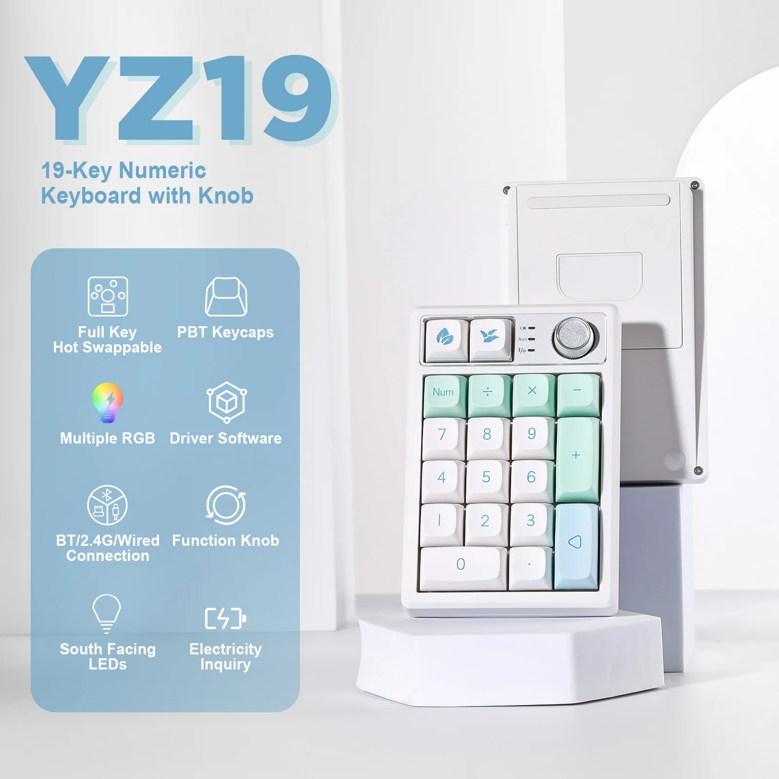 YUNZII YZ19 ミント 19 キーワイヤレスカスタムノブメカニカル