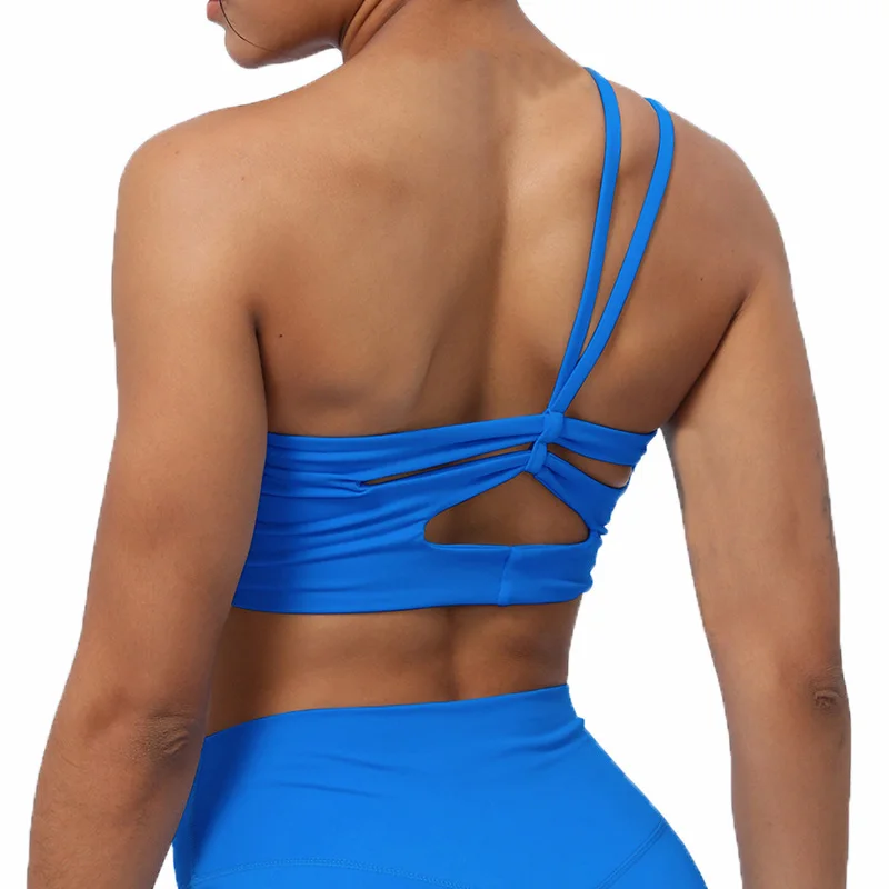 

Sports Bra Thin One Shoulder Hollow Out Shock-absorbing Comfy Underwear Women Bralette Fitness Top for Fitness Running Yoga Vest