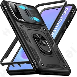 360 Full Armor Sliding Camera Cover with Support Ring and TPU Case - Samsung A37 5G (Black)