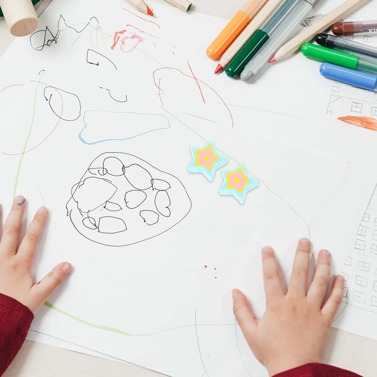 50Pcs 스타 지우개 대량 귀여운 미니 지우개 소프트 용품 교실 어린이 학생 쓰기 액세서리