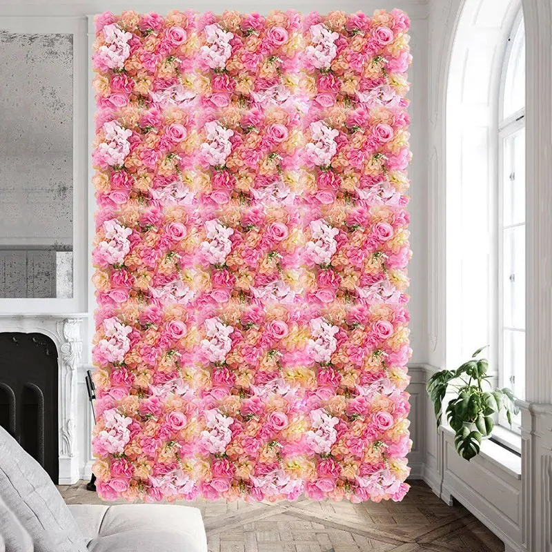 Kunstmatige Bloemen Muur Panel Faux Rozen Bloem Achtergrond Muur Voor Party Wedding Bridal Douche Outdoor Decoratie