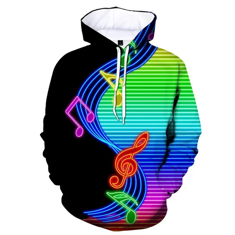thumbnail image 1 of Sudadera con capucha con estampado 3D de notas musicales divertidas para hombre, sudaderas con patrón de personalidad, sudaderas con capucha de calle geniales de otoño, sudaderas con capucha de manga, 1 of 5