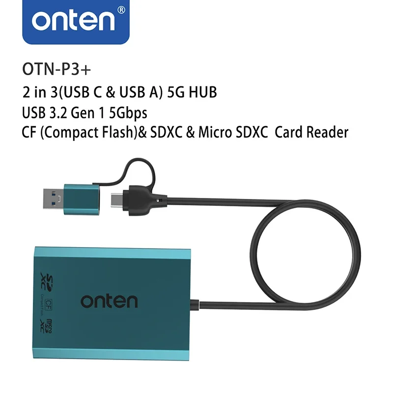 onテン-コンパクトフラッシュ付きカードリーダーcf-sdxcおよびmicro-sdxcusb-c5gハブusb-32-gen5gbps2-in-3