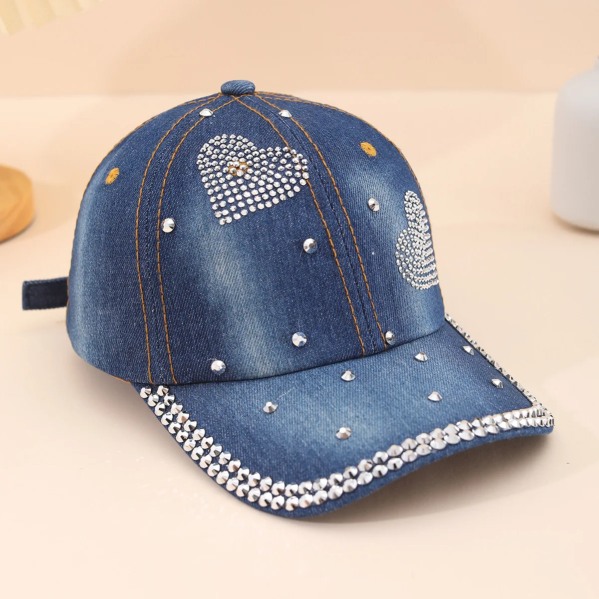 Baseball Cap Sun Hat Baseball Cap Women Rivet Love Heart Cowboy Hat Summer Sunshade Fashion Vintage Snapback Hats For Women Casual Outdoor