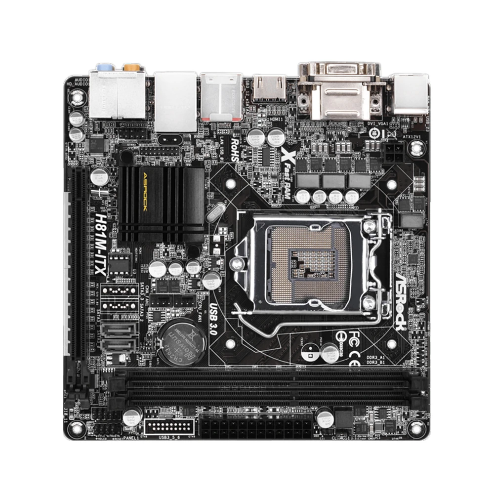 

Материнская плата H81 ASRock H81M-ITX LGA1150 DDR3 16 ГБ PCI-E 2,0 USB3.0 SATA3 MINI-ITX для Core i7/i5/i3/Xeon/Pentium/процессора Celeron