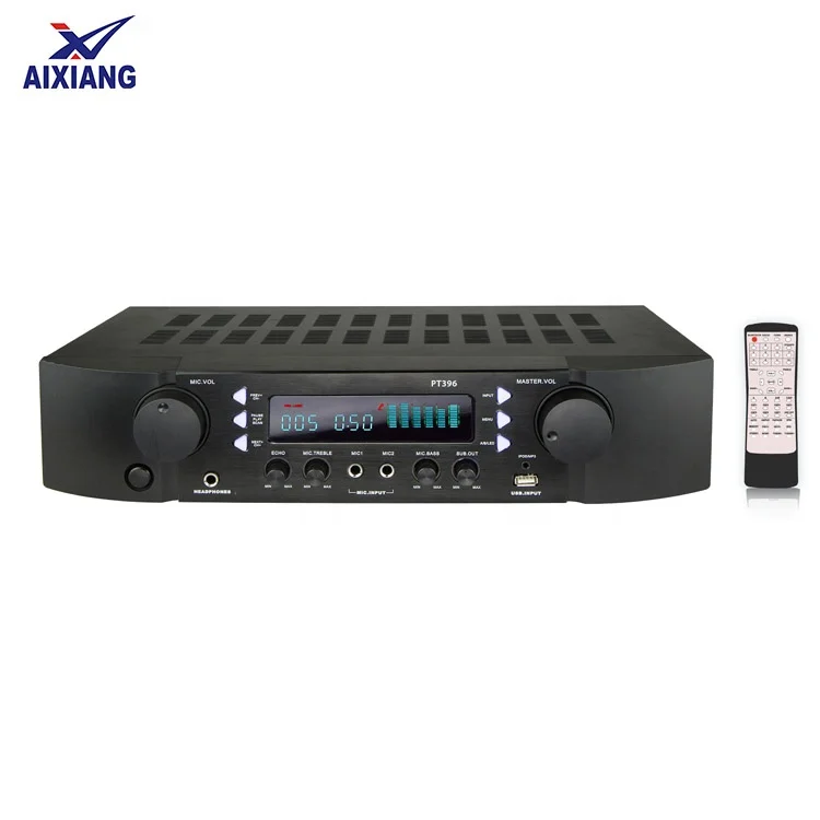 

Stereo home theater amplifier receiver with USB/MP3/AM/FM TUNER/BT input and SUB signal output function