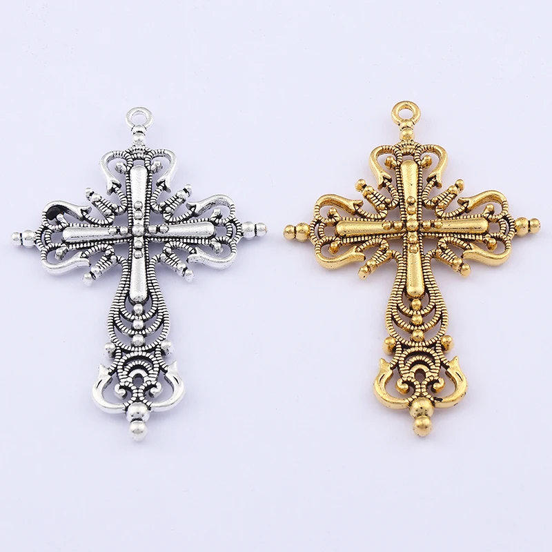 

6 x Tibetan Silver Retro Double Sided Hollow Open Religious Cross Charms Pendants For DIY Necklace Jewelry Making Accessories
