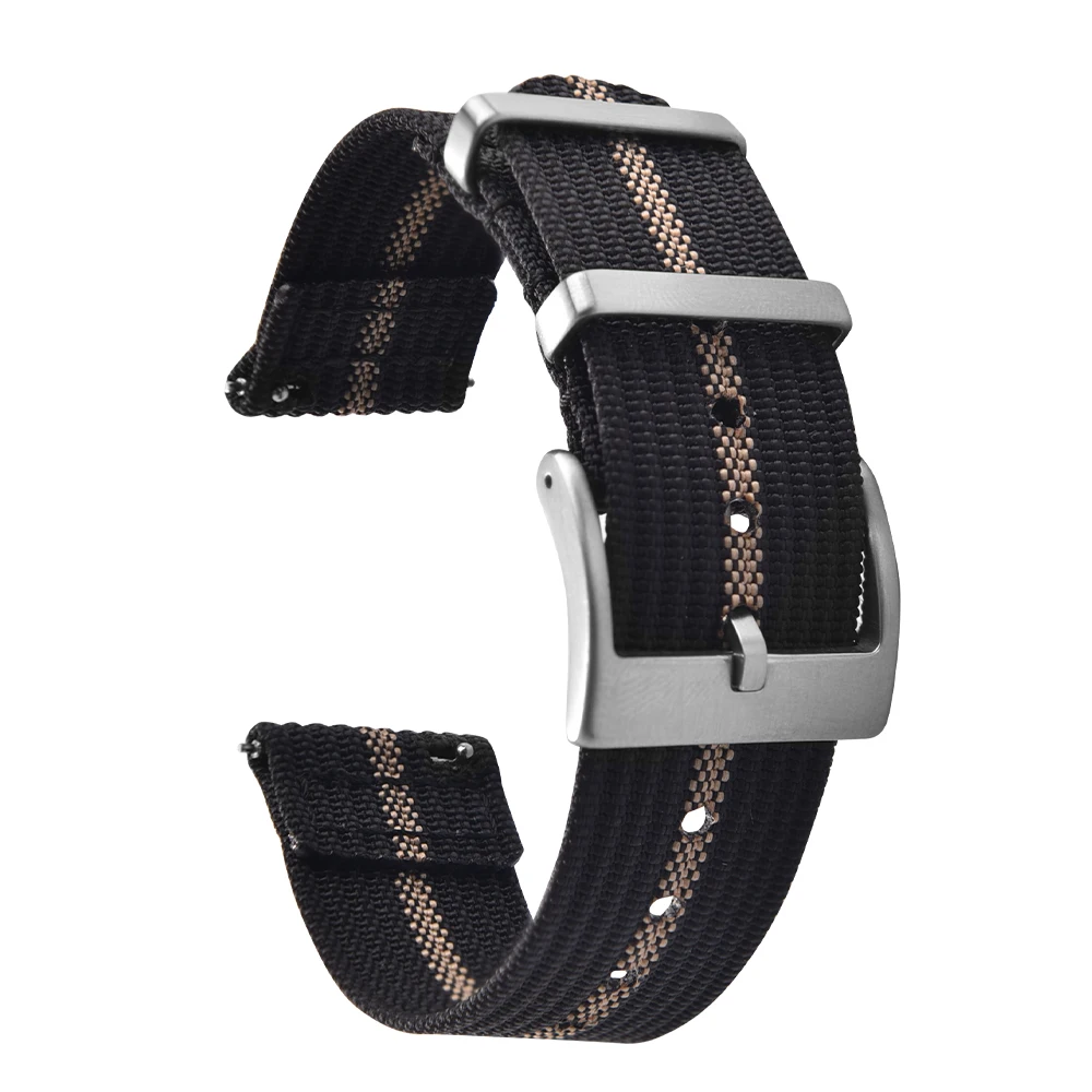 Two-Piece Ribbed Nylon Quick Release Watch Strap - Versatile Wristband Accessory