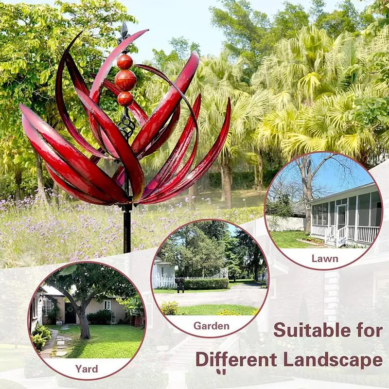 

garden Wind Spinner Metal Windmill 3D Wind Powered Kinetic Sculpture Lawn 360 Degree Rotatable iron Solar Spinners Patio Decor