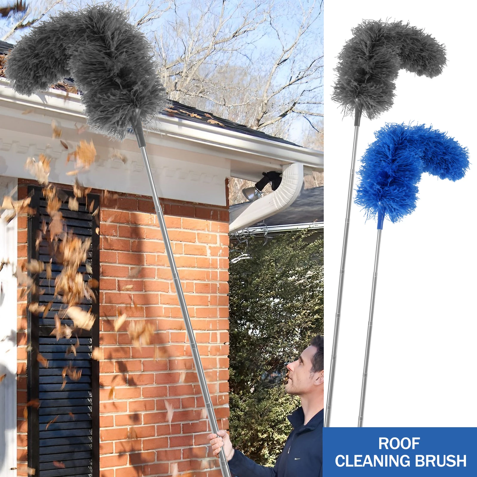 Description Picture 2 of item2.5M Gutter Cleaning Tools Adjustable Length Gutter Cleaning Tools from The Ground Gutter Cleaner Removing Leaves Roof gutters