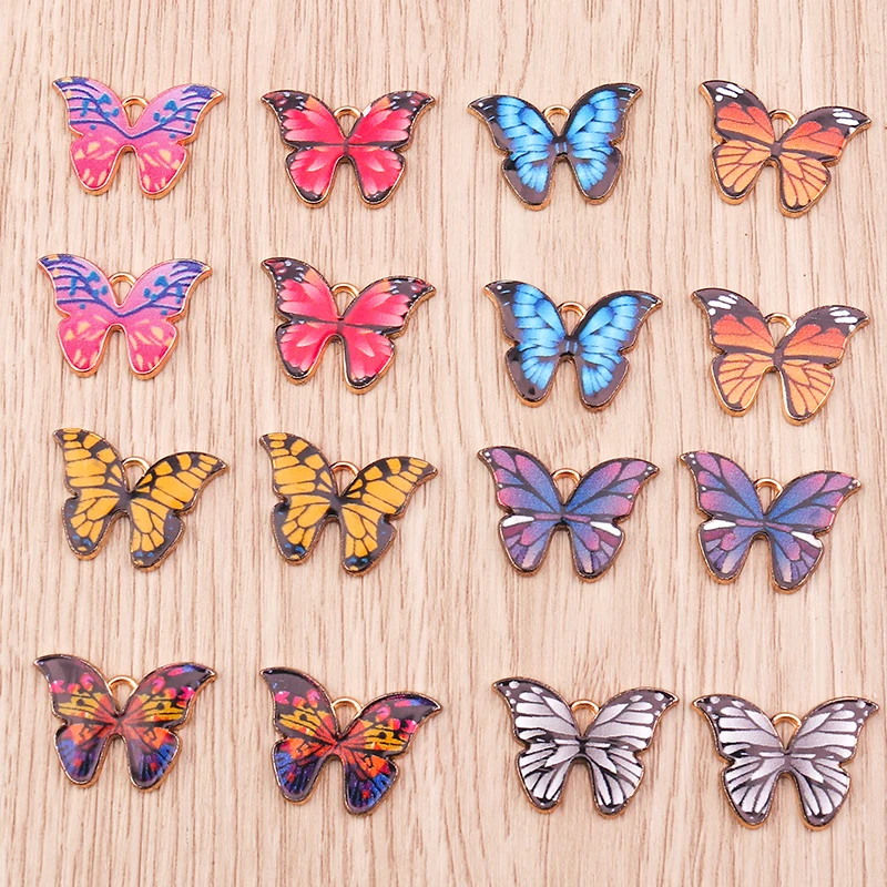 10 teile/los mischen niedlichen Tier Charms Emaille fliegenden Schmetterling Charms Anhänger für Schmuck machen DIY Ohrringe Halsketten Handwerk Geschenke – Detail 25