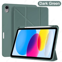 Slim Silicone Protective Case with Pencil Holder and Y - Shaped Stand (Dark Green)