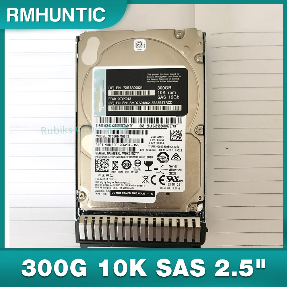 

For IBM Server Hard Disk FRU SR550 SR590 SR650 RD650 00YK013 300G 10K SAS 2.5"