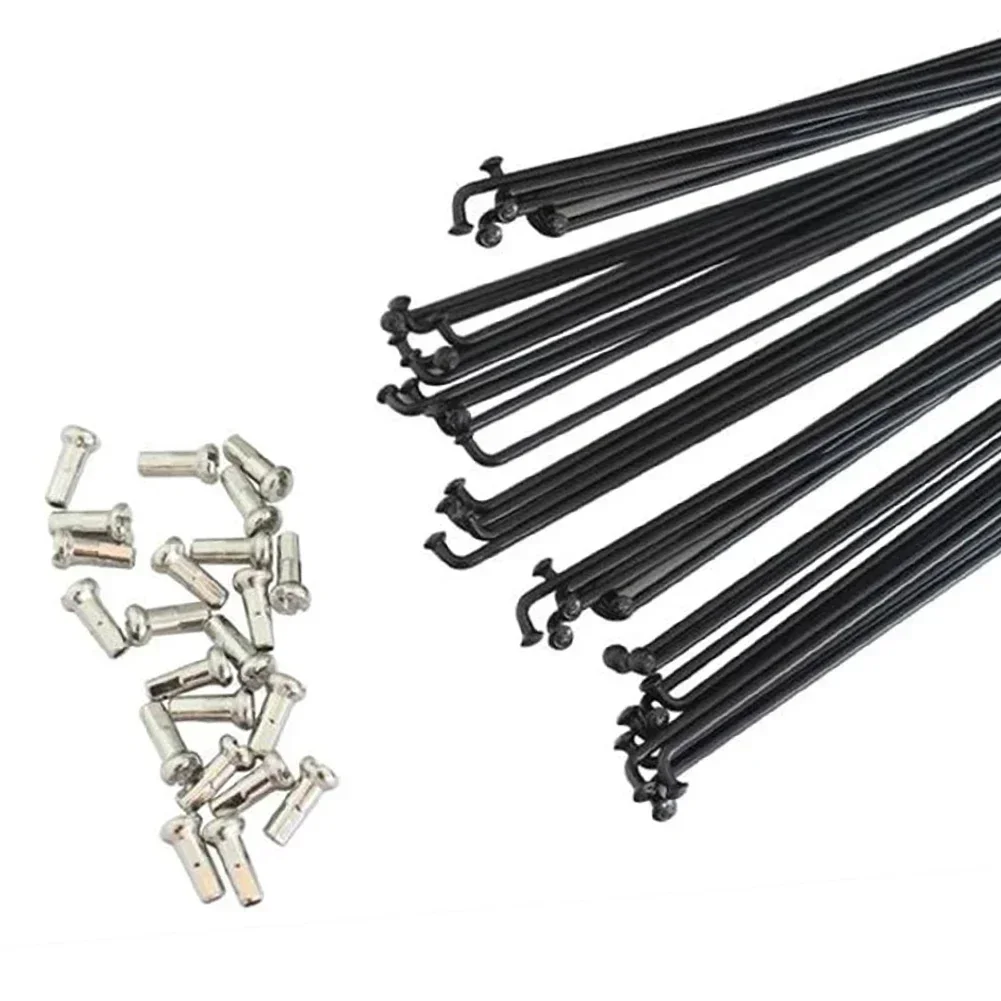 24Pcs Bicycle Spoke 255MM,275MM,289MM MTB Bike Steel SPOKES & NIPPLES For Rim 27.5/26/29inch Bikes Rust-proof Wheel Wire Strip