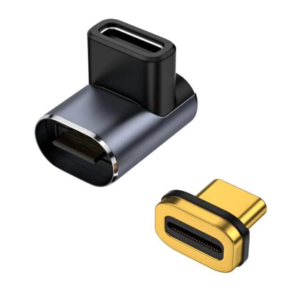 USB-C Magnetische Adapter 240W – 24-pins, 90°, USB4 40Gbps, 8K@60Hz – Voor MacBook, IPad, Switch En Meer – 2-pack!