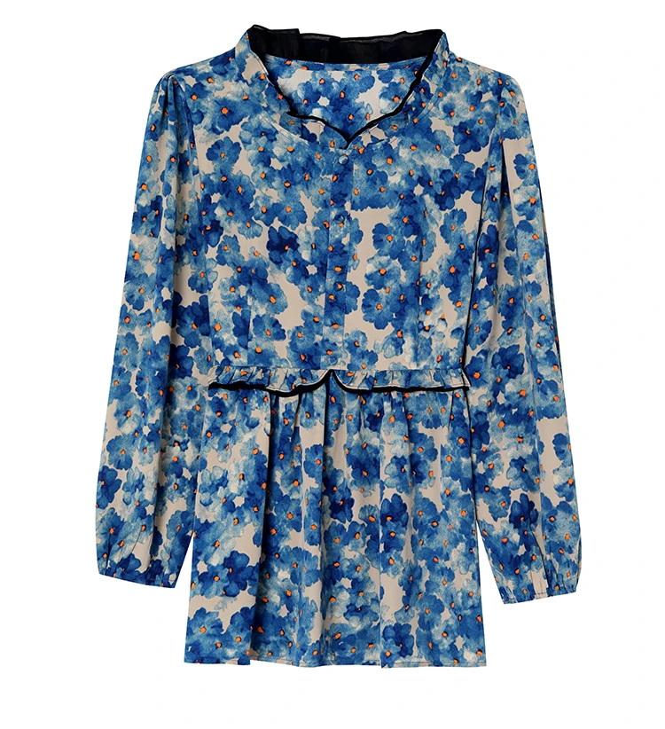 Loose Clothes Women 2024 Autumn Elegant Office Lady Button Basic Shirts Casual Retro Vintage Ruffles Tunic Peplum Tops Blouses