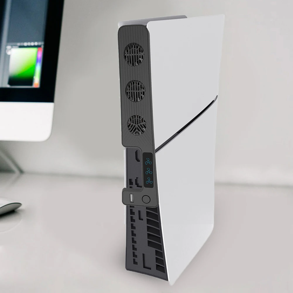 쿨러 선풍기 냉각 게임 액세서리, 팬 3 개 포함, PS5 슬림 콘솔용 후면 냉각 선풍기, 3 선풍기 속도 설정, 9500RPM