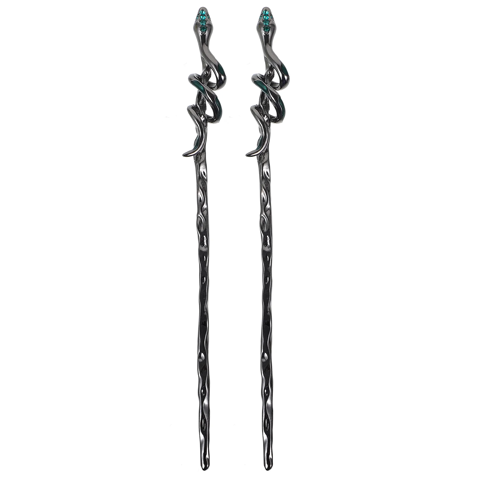 2 Pcs Vintage Hairpin Clips Womens Sticks Fork Snake Zinc Alloy Chopsticks Accessories Women's 4