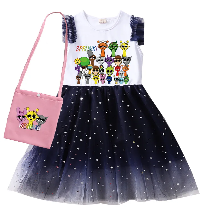 Game Sprunki Dress For Kids Lace Casual Dresses For Baby Girls Super Clothes Children Wedding Party Summer