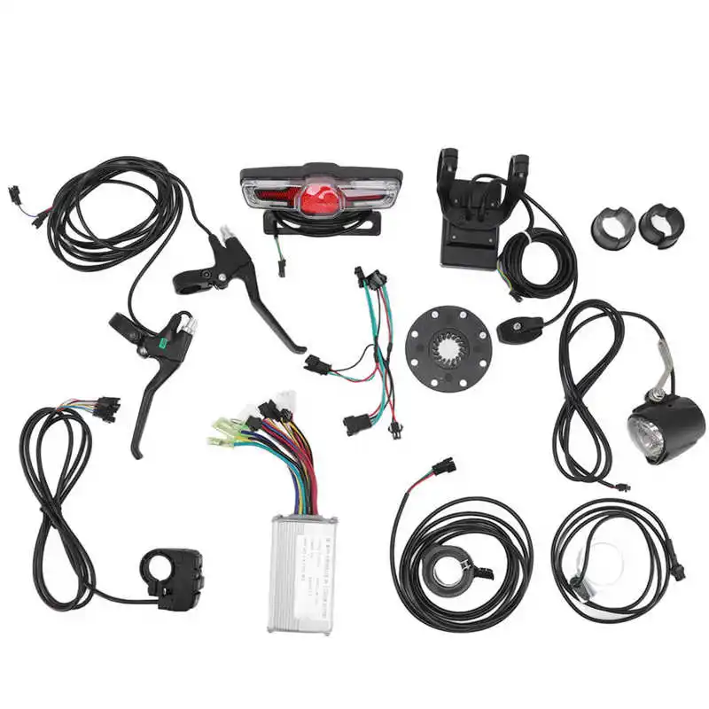 36V 48V Electric Bike Conversion Kit 17A Controller GD06 Panel Headlight Taillight Thumb Throttle Brake Lever For 250W-350W Gear