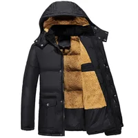 Zima grube mężczyźni odkryty płaszcz z kapturem Plus rozmiar Fur Linner ciepłe kurtki męskie duże kieszenie śnieg Windbreak znosić Sport parki 5XL 6