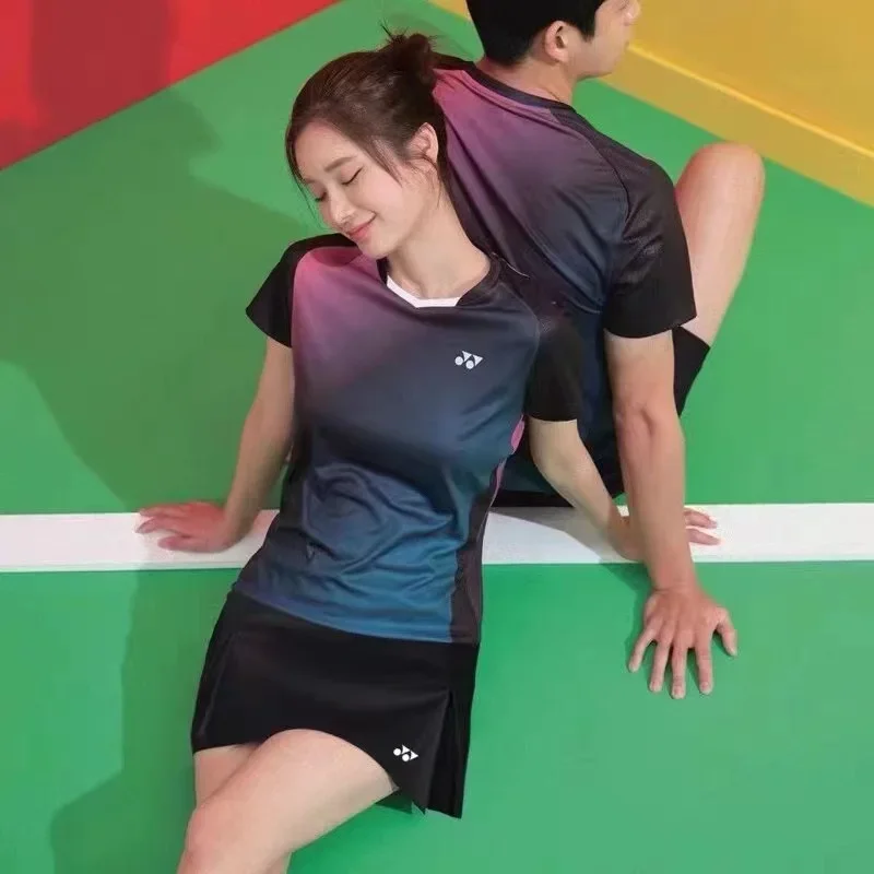 YONEX Badminton Clothing Tops for Men and Women Quick-drying Breathable Sweat-absorbent Thin Short-sleeved T-shirt Short Sleeve T Shirt Badminton Uniforms