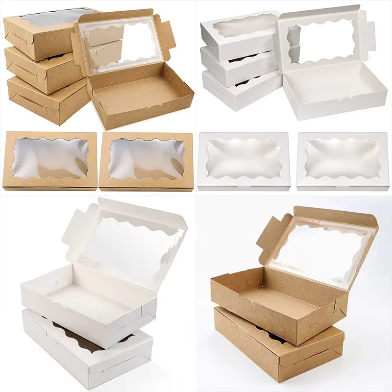 10/20/25/30pcs Cake Boxes with Window, Transparent Bakery Boxes for Pastry, Chocolate, ... - SKU CBW01753 - UGI Packaging