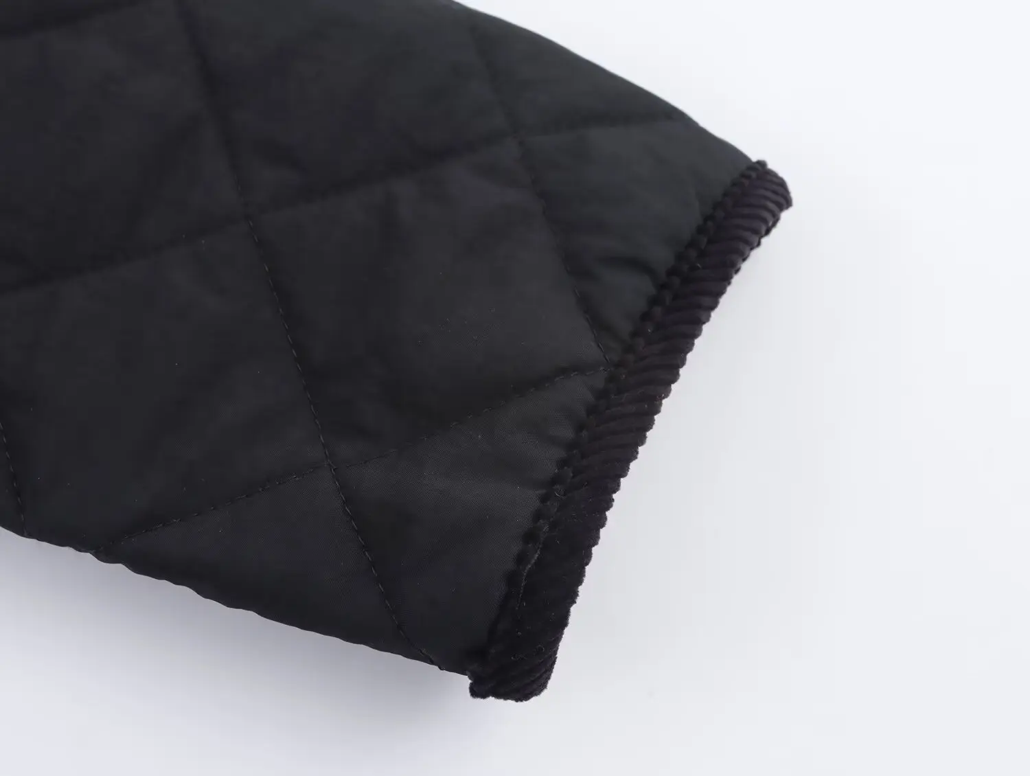 Autumn And Winter New Women'S Jacket Corduroy Splicing Turn-Down Collar Single-Breasted Warm Short Long-Sleeved Women'S Outerwea