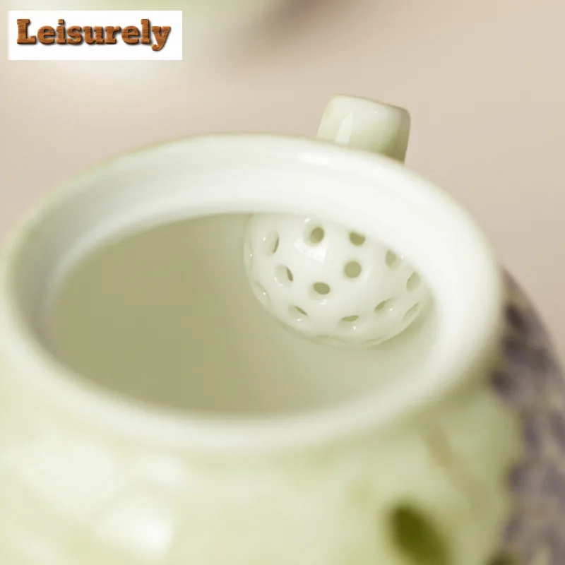 160ml Hand-painted Hydrangea Side Handle Teapot Ancient Tea Infuser Pot Tea Soaking Kettle With Ball Hole Tea Ceremony gifts